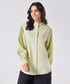 Mandarin  Collar Cotton Oversized Shirt- Cream Green